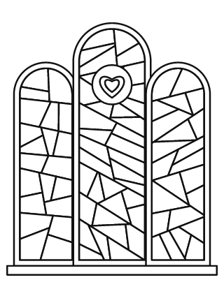 Simple Triple Window Stained Glass #5