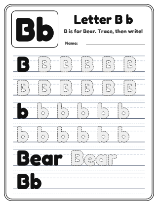 Letter B Tracing Worksheet