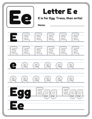 Letter E Tracing Worksheet