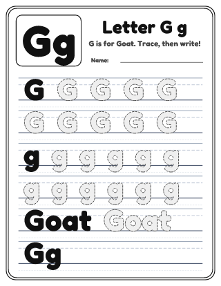 Letter G Tracing Worksheet