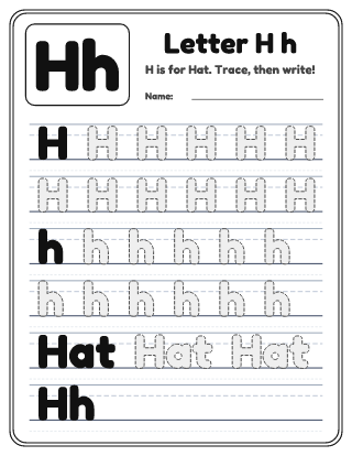 Letter H Tracing Worksheet