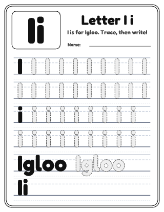 Letter I Tracing Worksheet