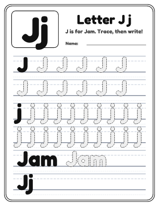 Letter J Tracing Worksheet