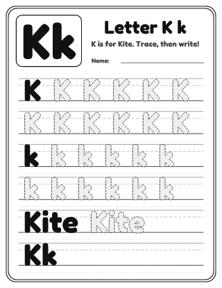 Letter K Tracing Worksheet