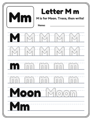 Letter M Tracing Worksheet