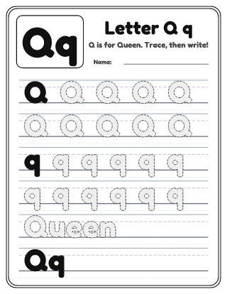 Letter Q Tracing Worksheet
