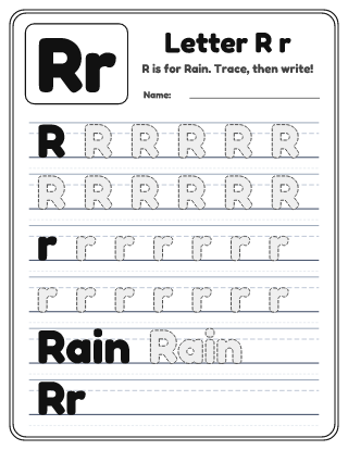 Letter R Tracing Worksheet