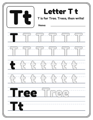 Letter T Tracing Worksheet