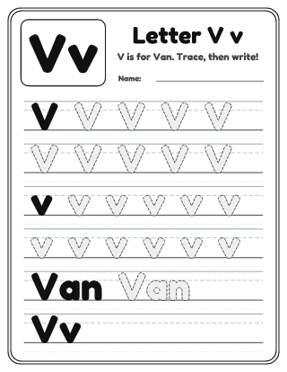 Letter V Tracing Worksheet
