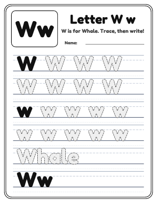 Letter W Tracing Worksheet