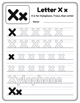 Letter X Tracing Worksheet