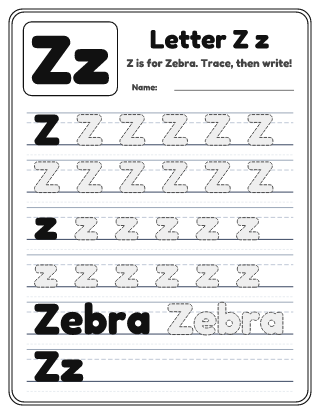 Letter Z Tracing Worksheet
