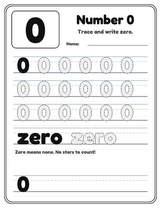 Number 0 Tracing Worksheet