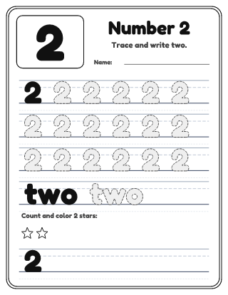 Number 2 Tracing Worksheet
