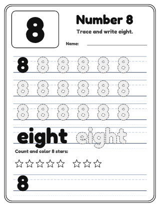 Number 8 Tracing Worksheet