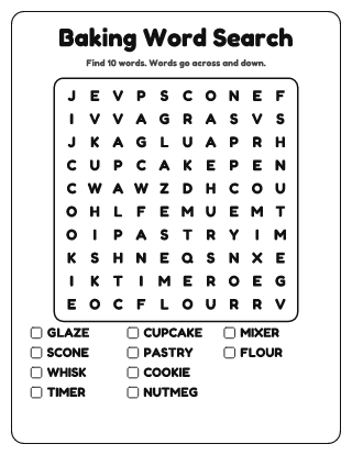 Baking Word Search (Easy)