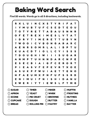 Baking Word Search (Hard)