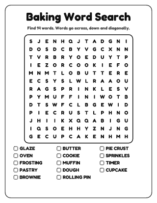 Baking Word Search (Medium)