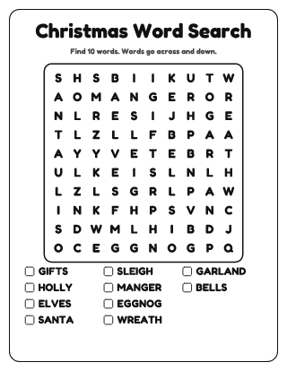Christmas Word Search (Easy)