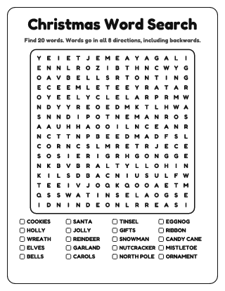 Christmas Word Search (Hard)