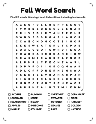 Fall Word Search (Hard)