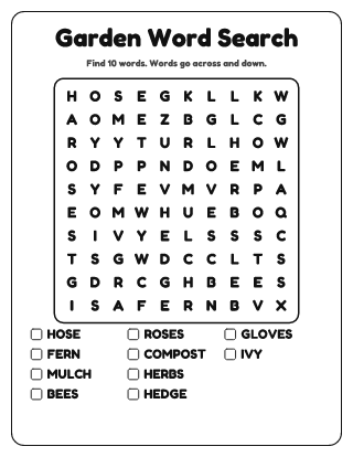 Garden Word Search (Easy)