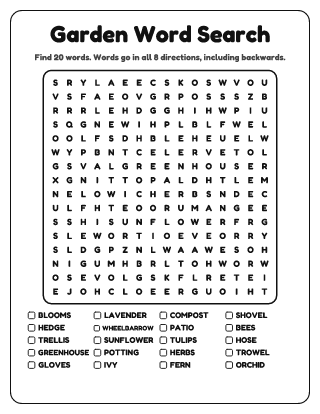 Garden Word Search (Hard)