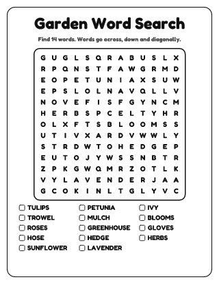 Garden Word Search (Medium)