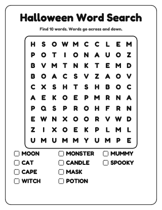 Halloween Word Search (Easy)