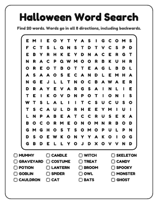 Halloween Word Search (Hard)