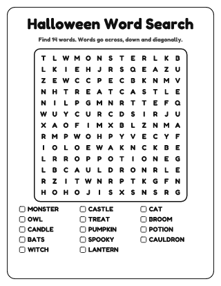 Halloween Word Search (Medium)