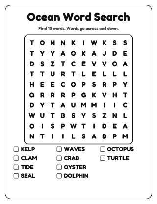 Ocean Word Search (Easy)