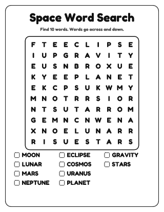 Space Word Search (Easy)