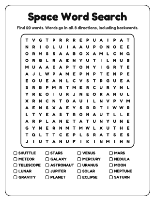 Space Word Search (Hard)
