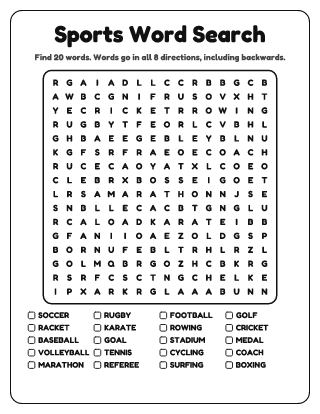 Sports Word Search (Hard)