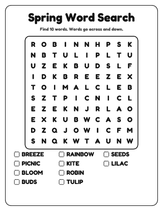 Spring Word Search (Easy)