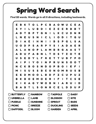 Spring Word Search (Hard)