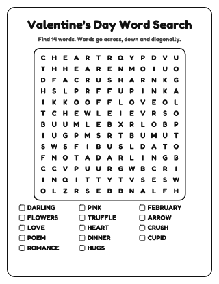 Valentine's Day Word Search (Medium)