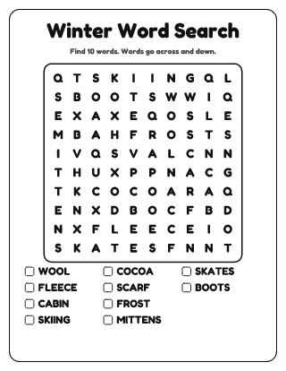 Winter Word Search (Easy)