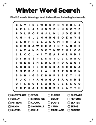 Winter Word Search (Hard)
