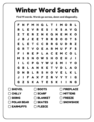 Winter Word Search (Medium)